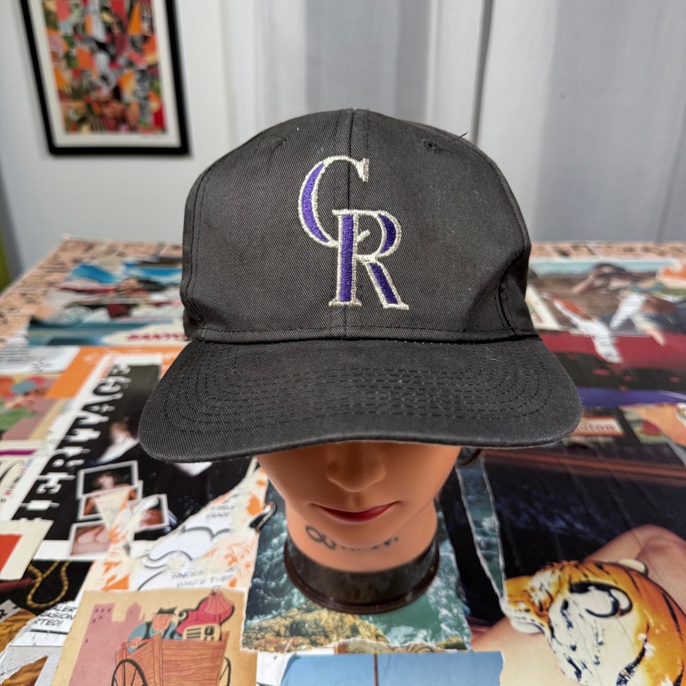 Vintage‎ Colorado Rockies MLB Baseball Cap Hat Adjustable Black A. Lewis